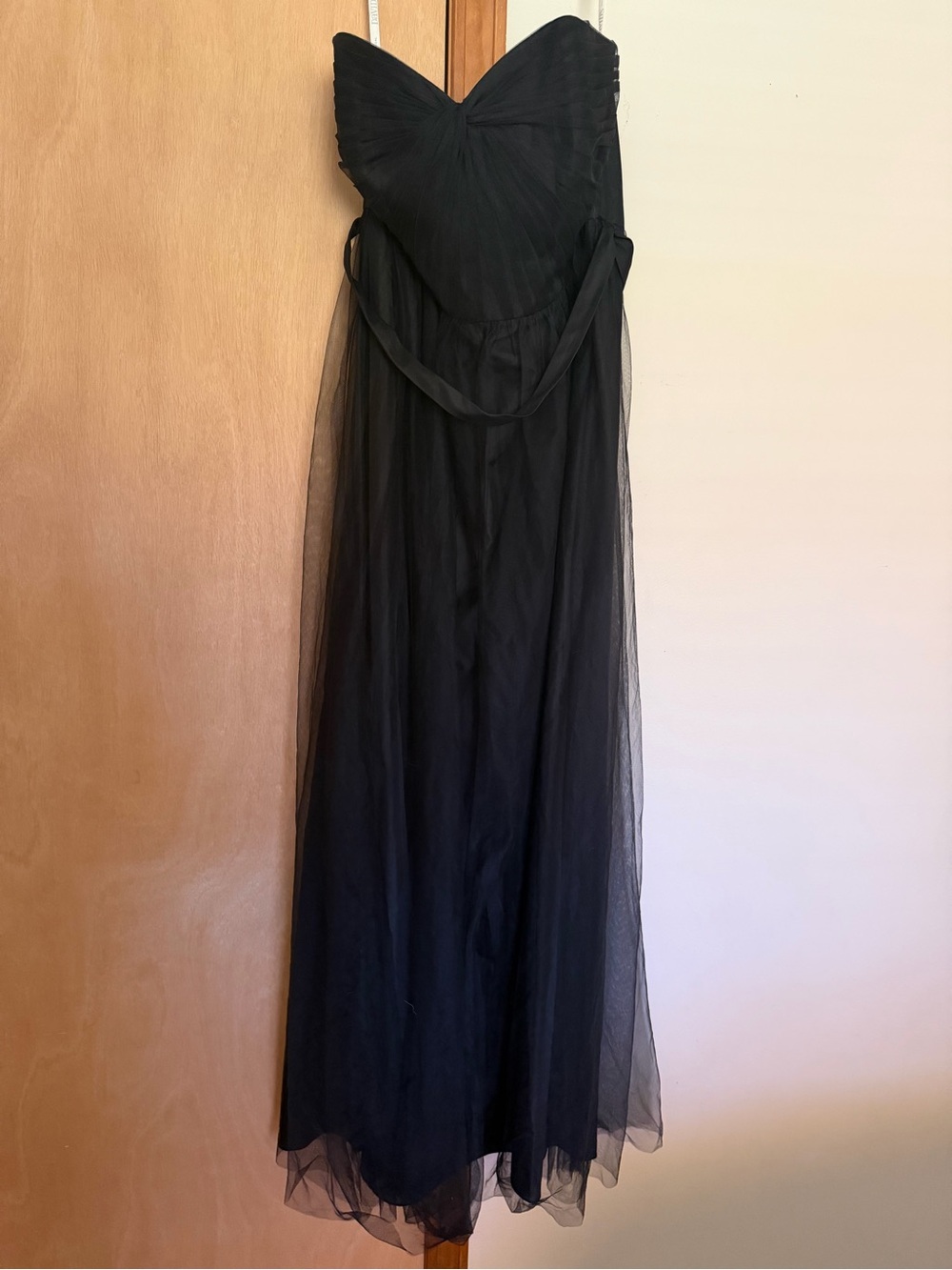 David's Bridal Strapless Black Tulle Evening Gown